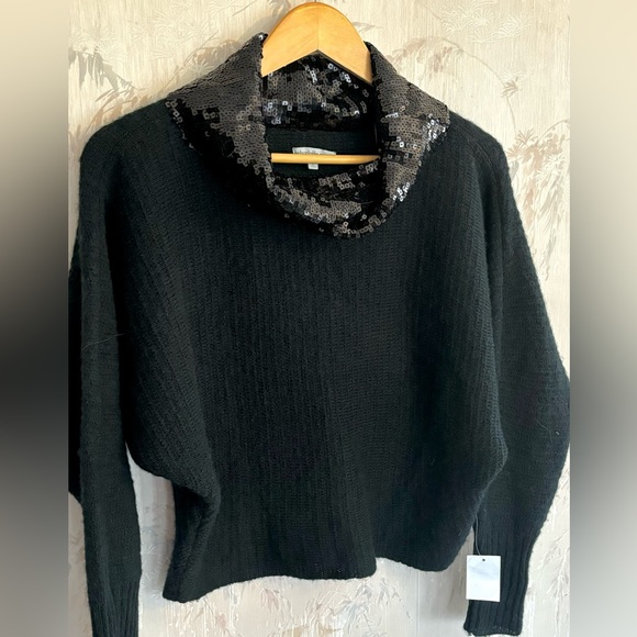 🦃 Charlotte Ruse Black Sequin Cowl Neck Dolman Sweater L NWT. - Picture 7 of 14